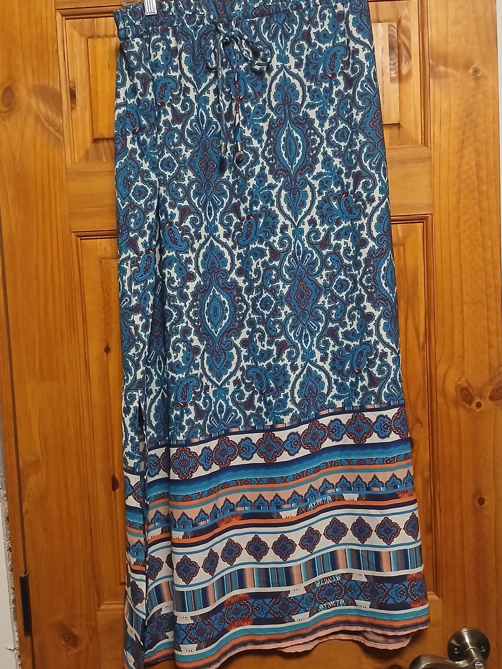 Faded Glory Blue Paisley Maxi Skirt